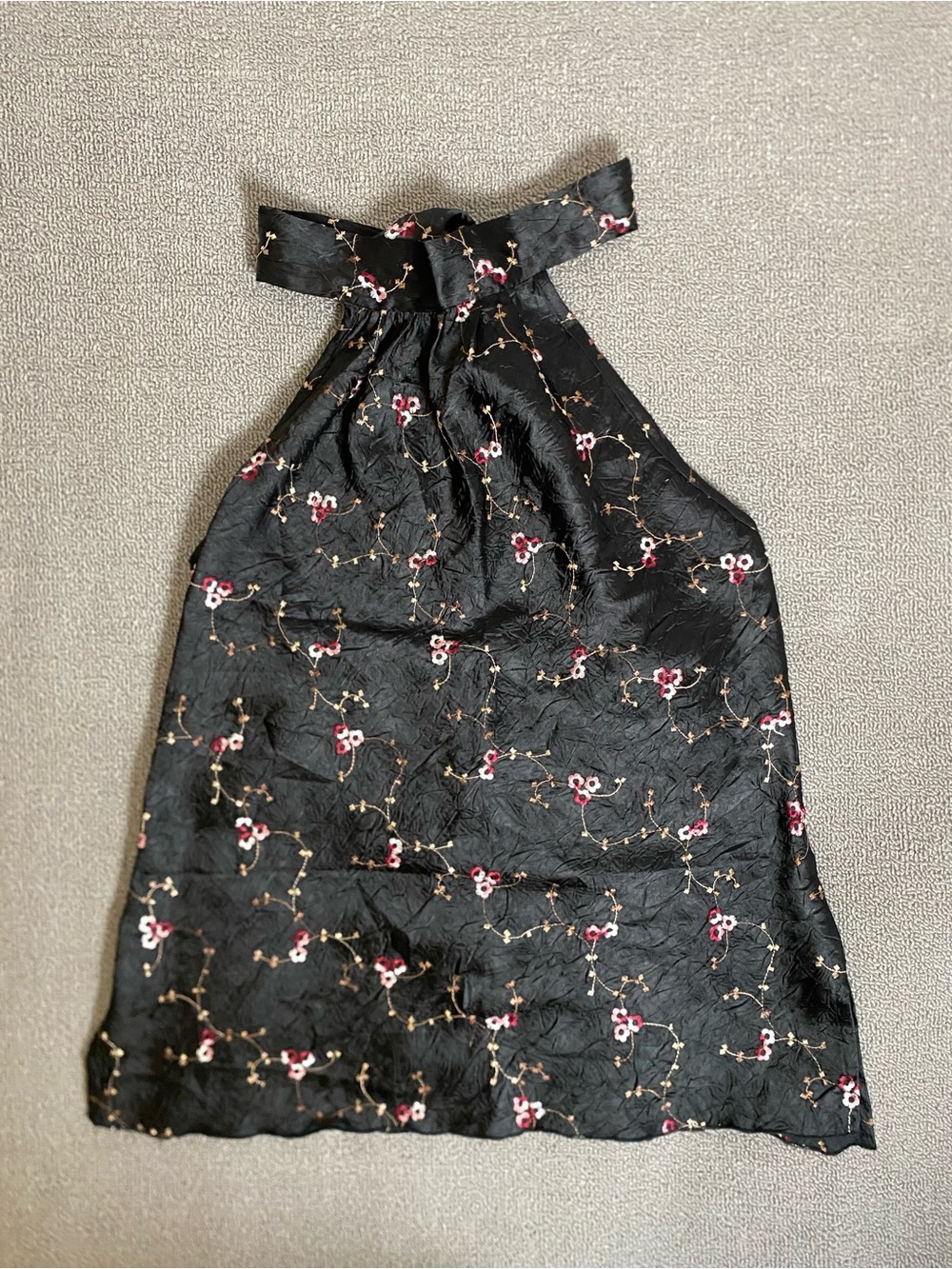 Toto Vintage Y2K Babydoll Embroidered Floral Halter Top Dainty Whimsy Fairycore